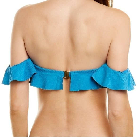 ViX Natalie Bandeau Top Scales Blue Ruffle Off the Shoulder - Picture 2 of 7